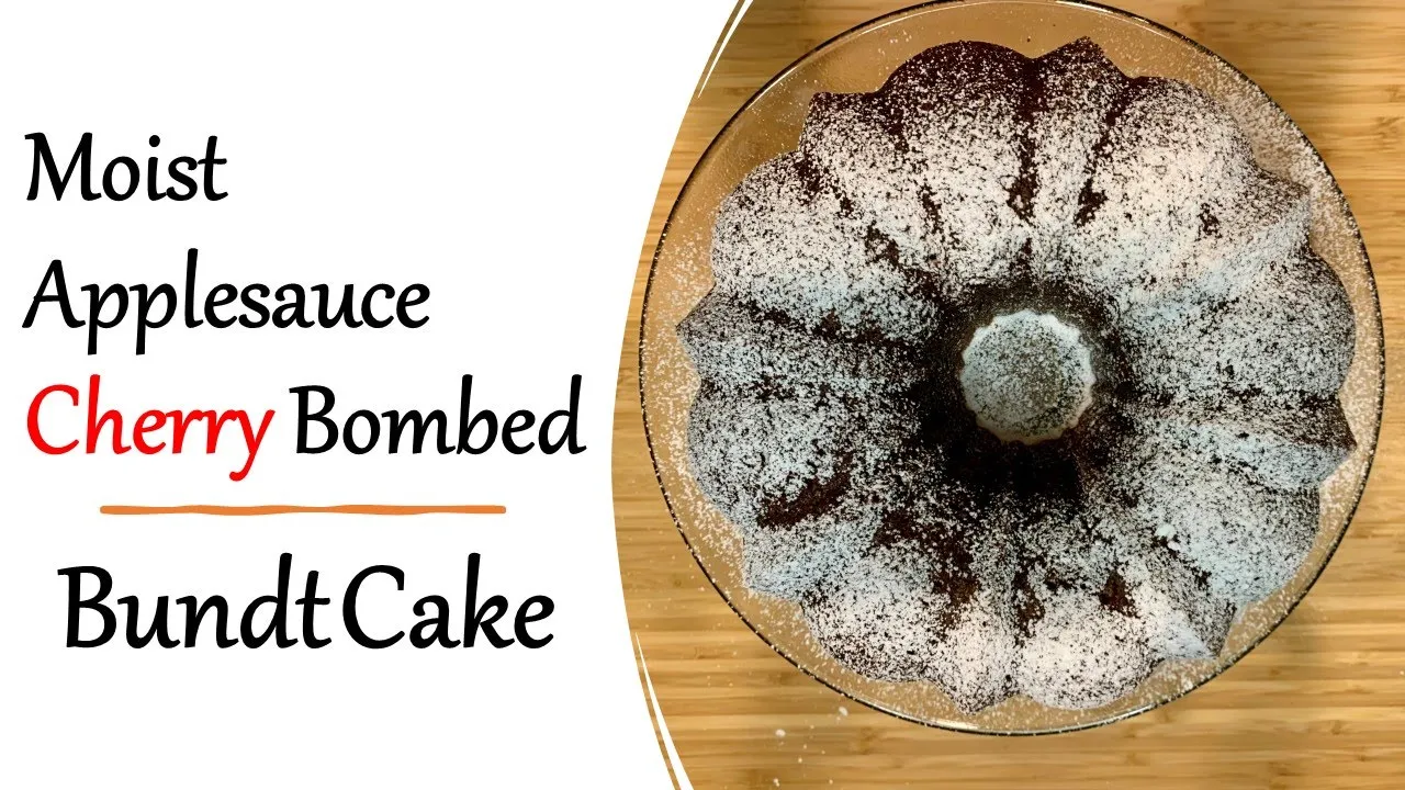 Moist Applesauce Cherry Bombed Bundt Cake