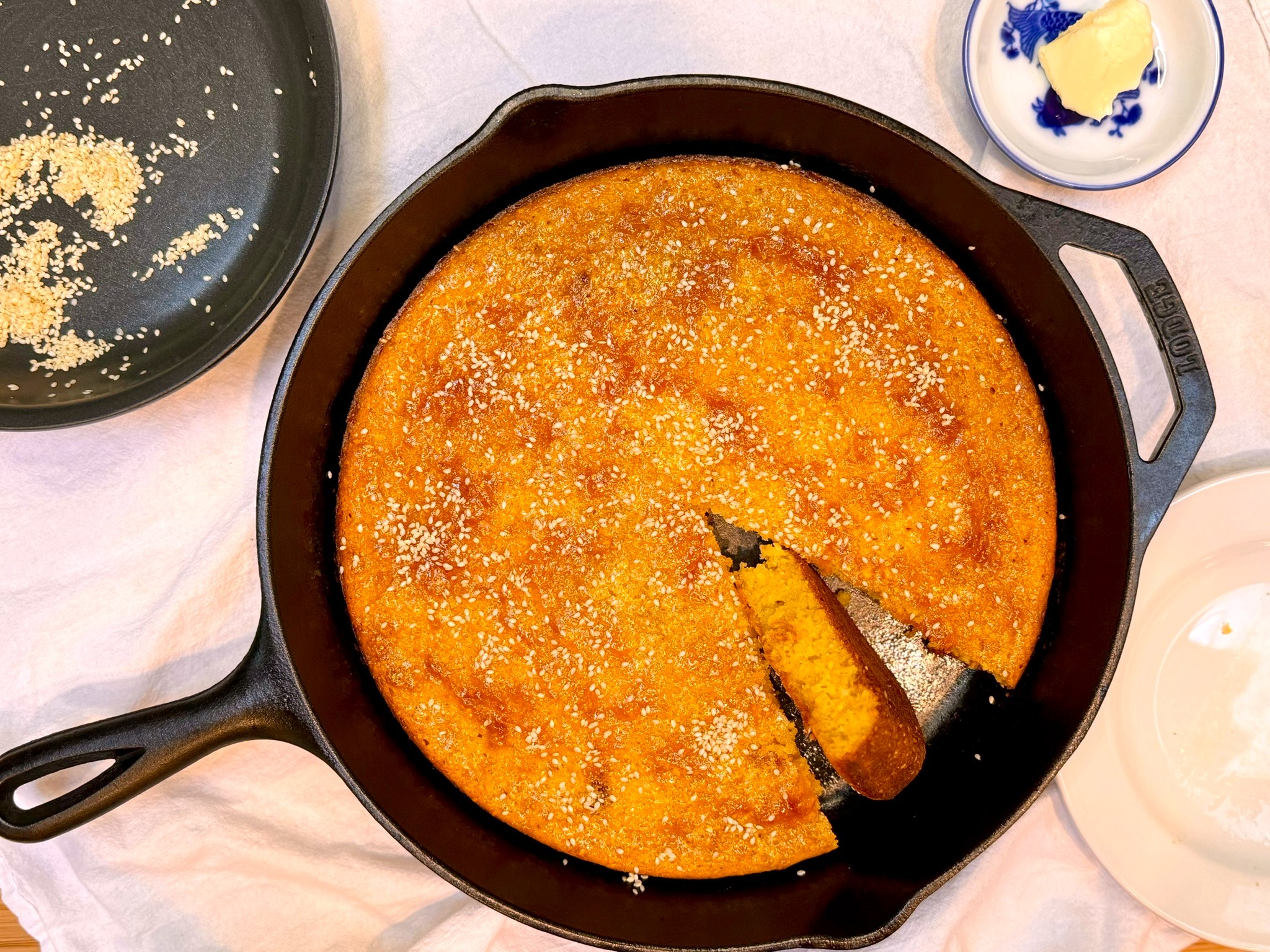 Sweet Sesame Skillet Cornbread