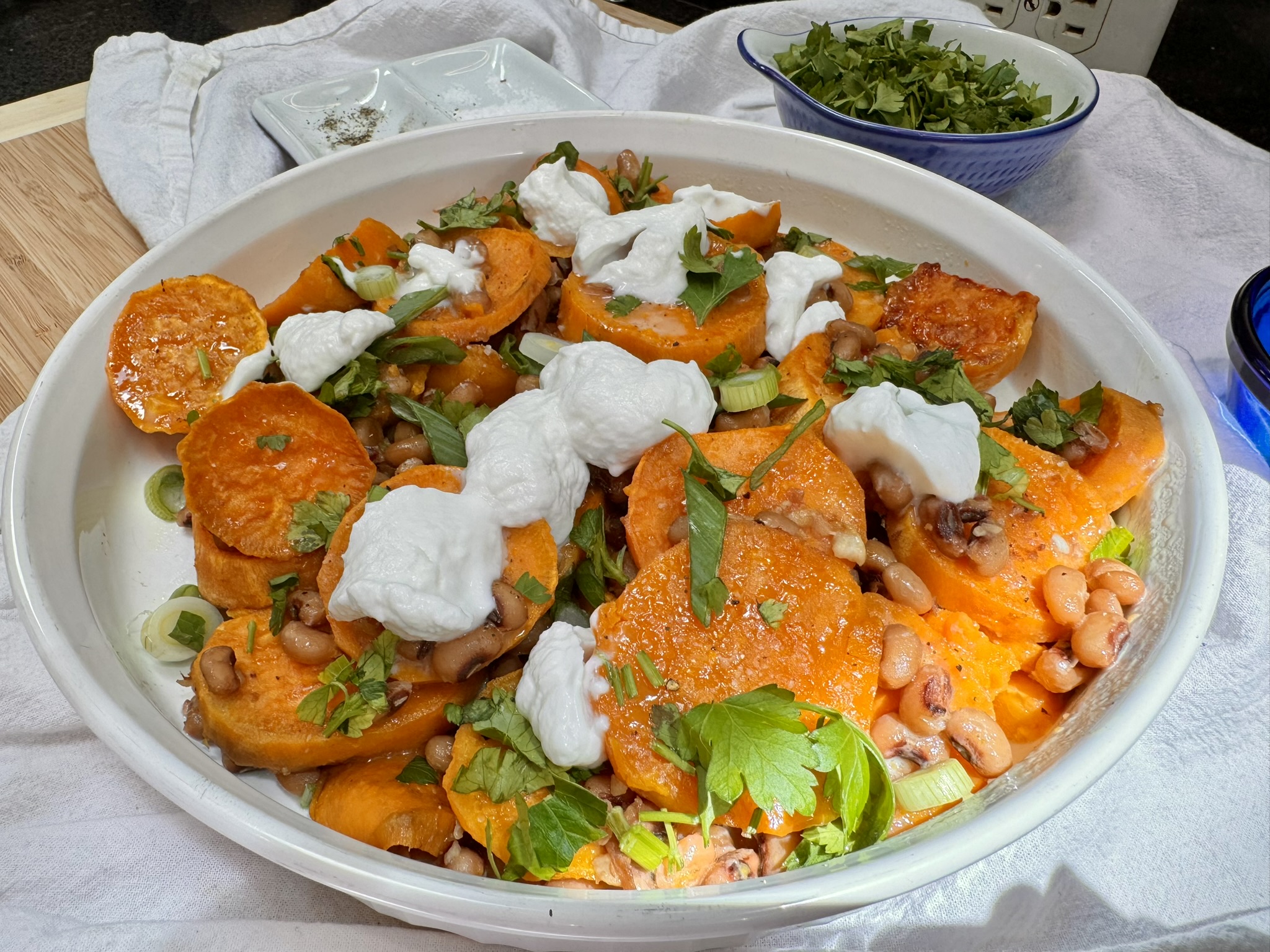 Sweet Potato with Black-Eyed Peas and Coconut Vinaigrette