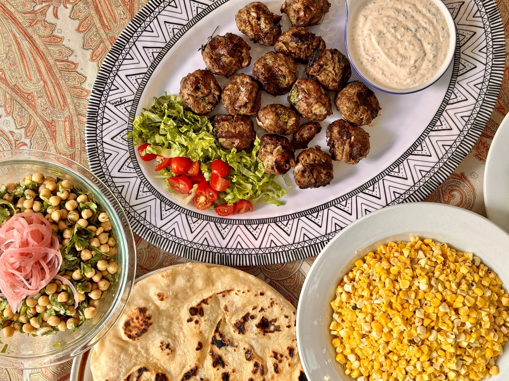 Grilled Moroccan Spiced Meatball Dinner