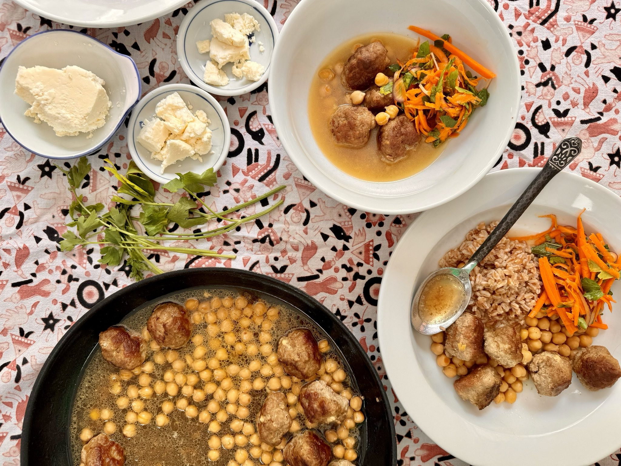 Brothy Spiced Meatballs and a Zippy Carrot Slaw