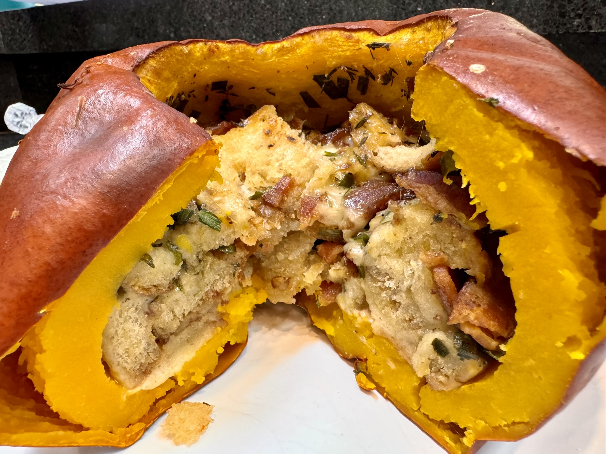 Delicious Pumpkin Stuffed with Gruyère and Bacon