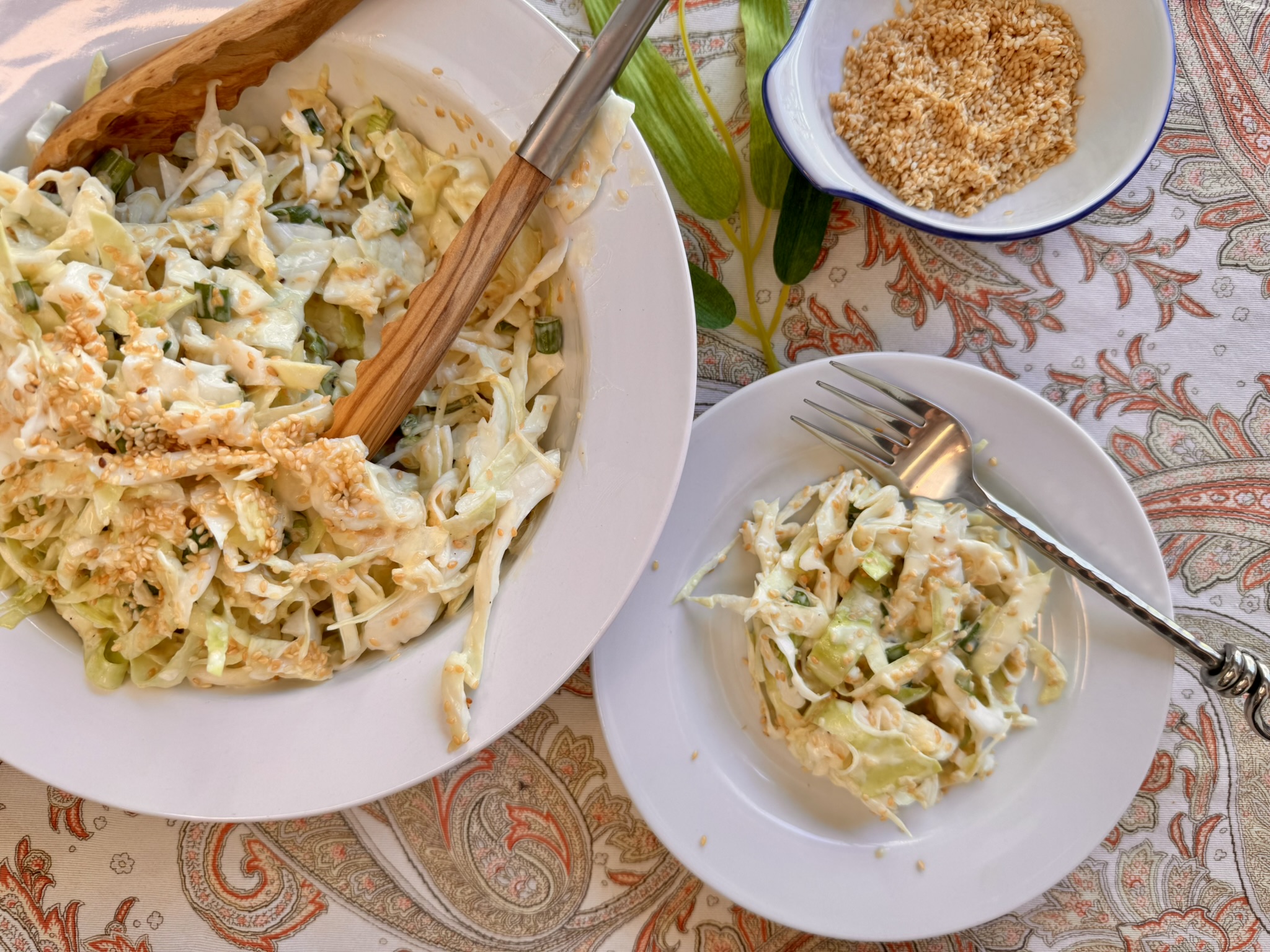 Southern Inspired Crunchy Raw Cabbage Salad with Sesame