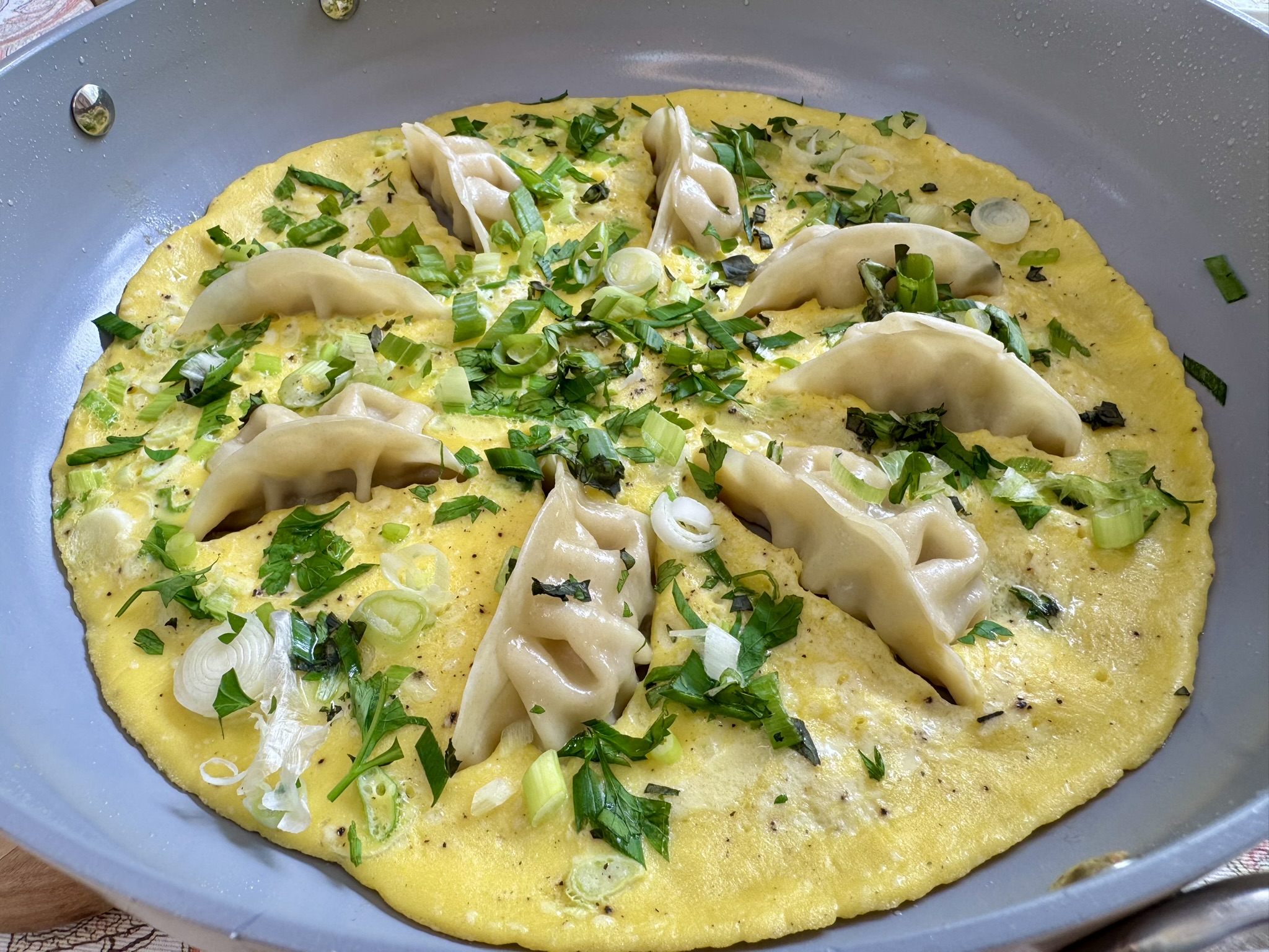 Potsticker Frittata (One-Pan Dumpling Egg Skillet)