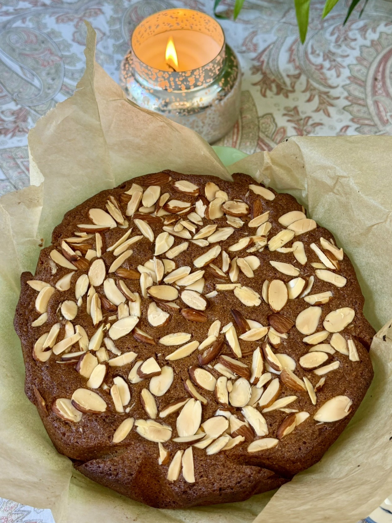 Easy Toffee Almond Torte with Sliced Almonds