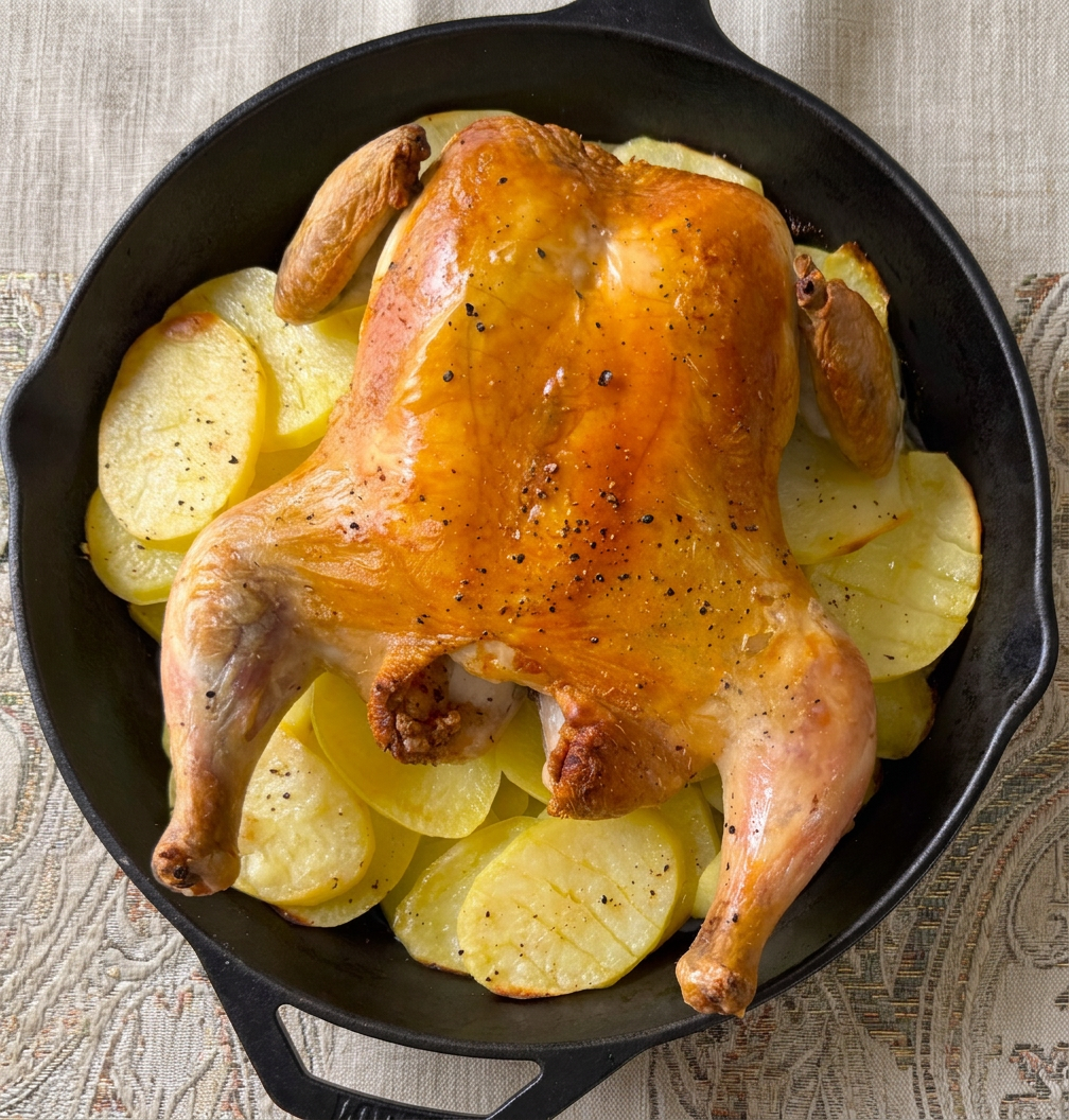 Crispy Spatchcock Chicken & Potatoes | One-Pan Dinner with Old-World Charm