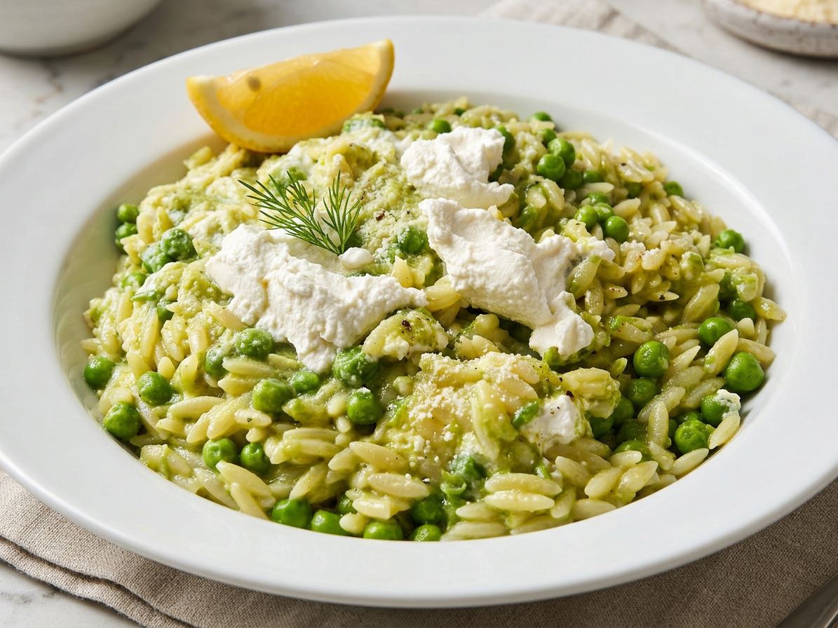 Creamy Spring Orzo with Green Peas (Risi Bisi Orzo)
