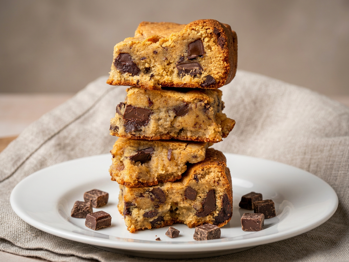 Gooey Malted Cookie Dough Chocolate Chunk Bars